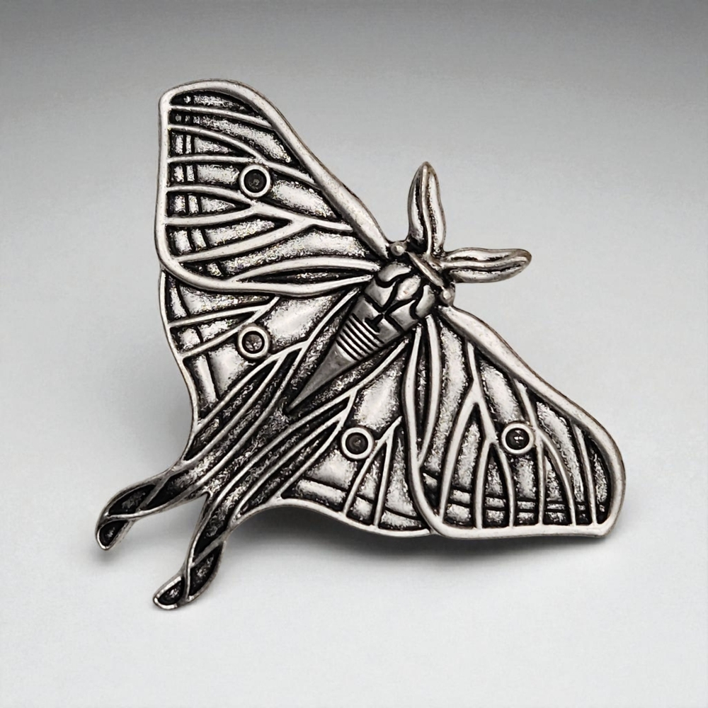 Intricate Silver Moth Pin - Nature Statement Hair Clip Accessory NEW